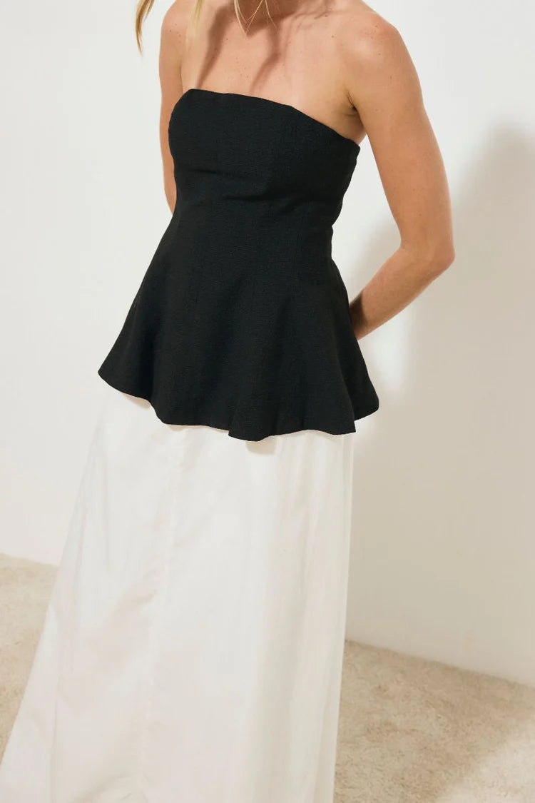 Solice Strapless Dress - Black / White