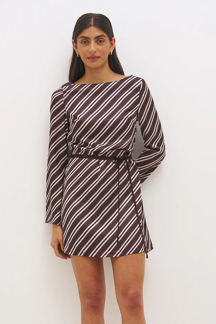 Linna Mini Dress - Chocolate Stripe