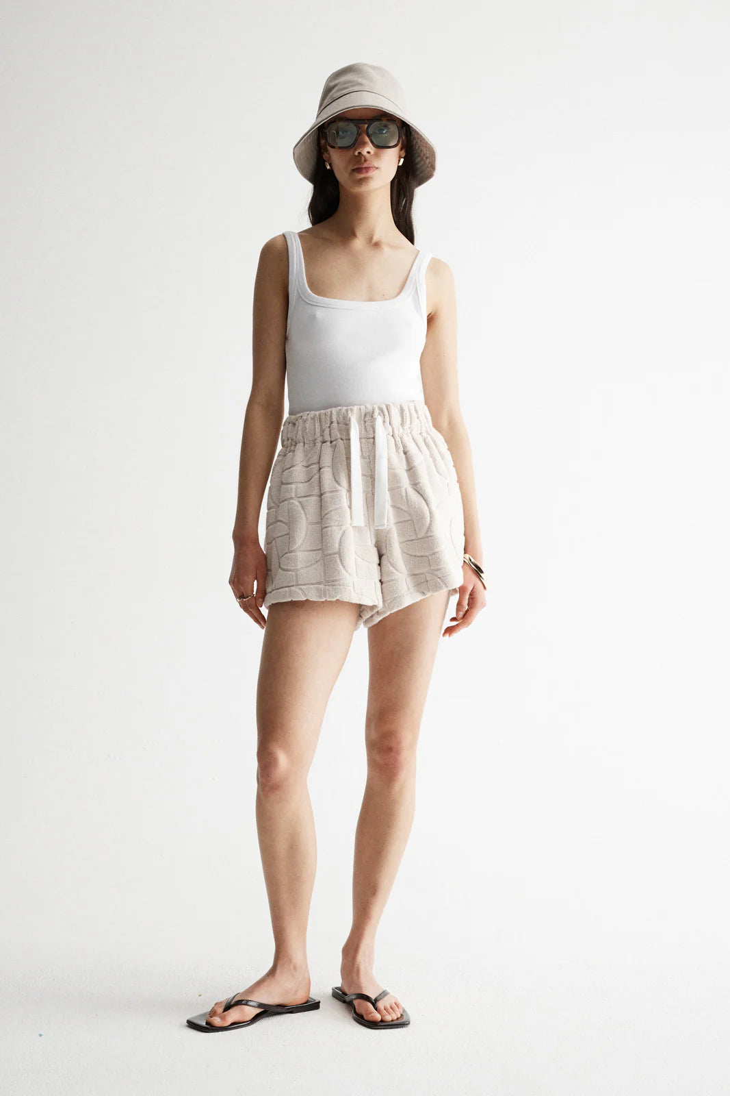 Monogram Towelling Short - Ecru