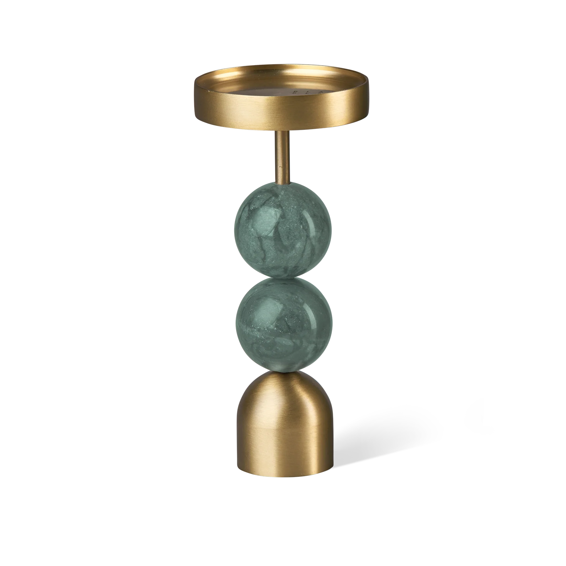 Beaded Fountain Brass Candle Holder - Green