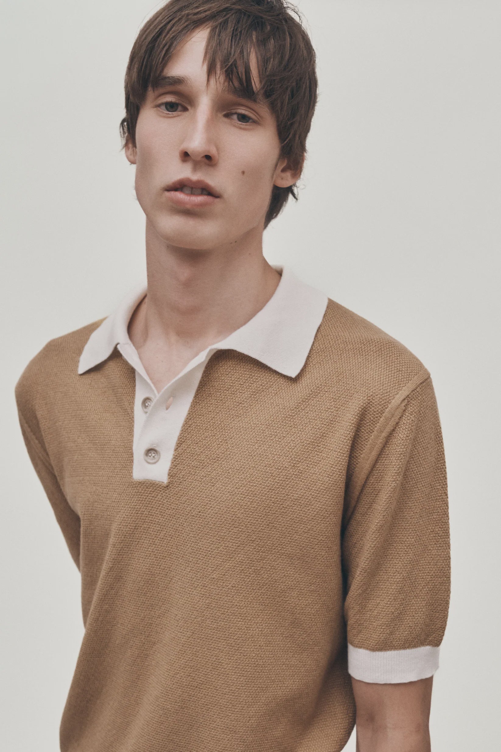 Knitted Polo - Contrast Caramel