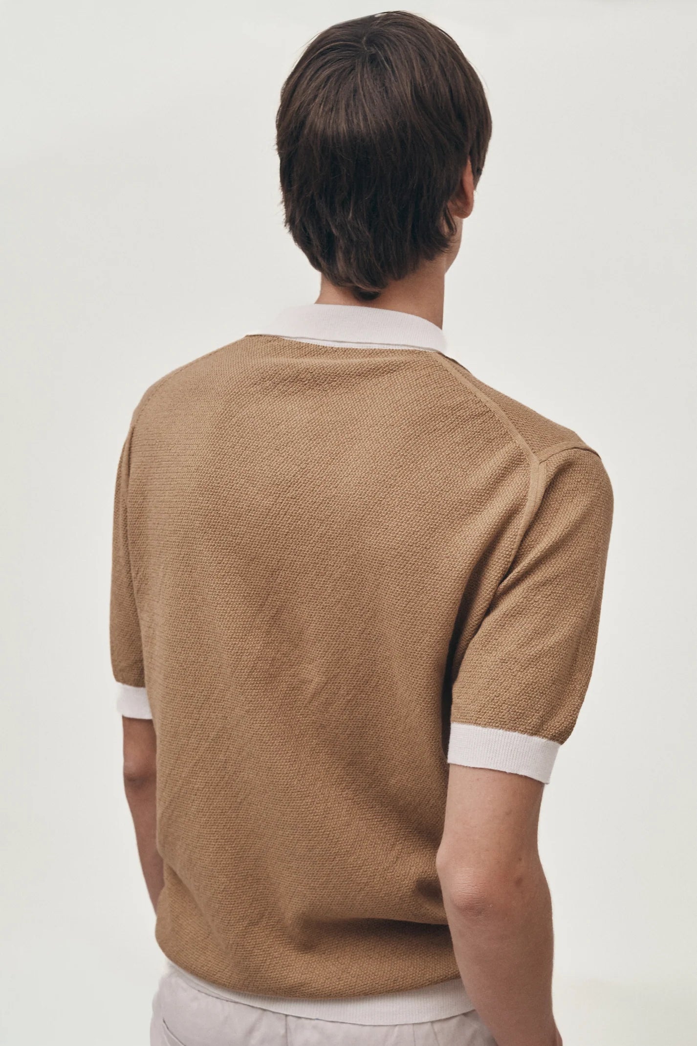 Knitted Polo - Contrast Caramel