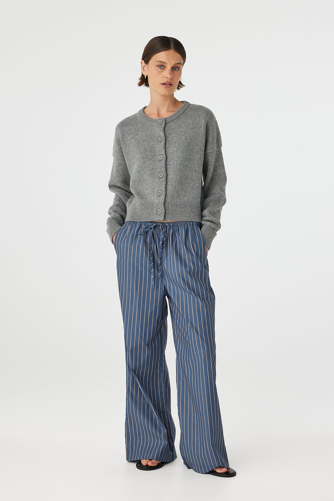 Rae Pants - Muted Blue Stripe