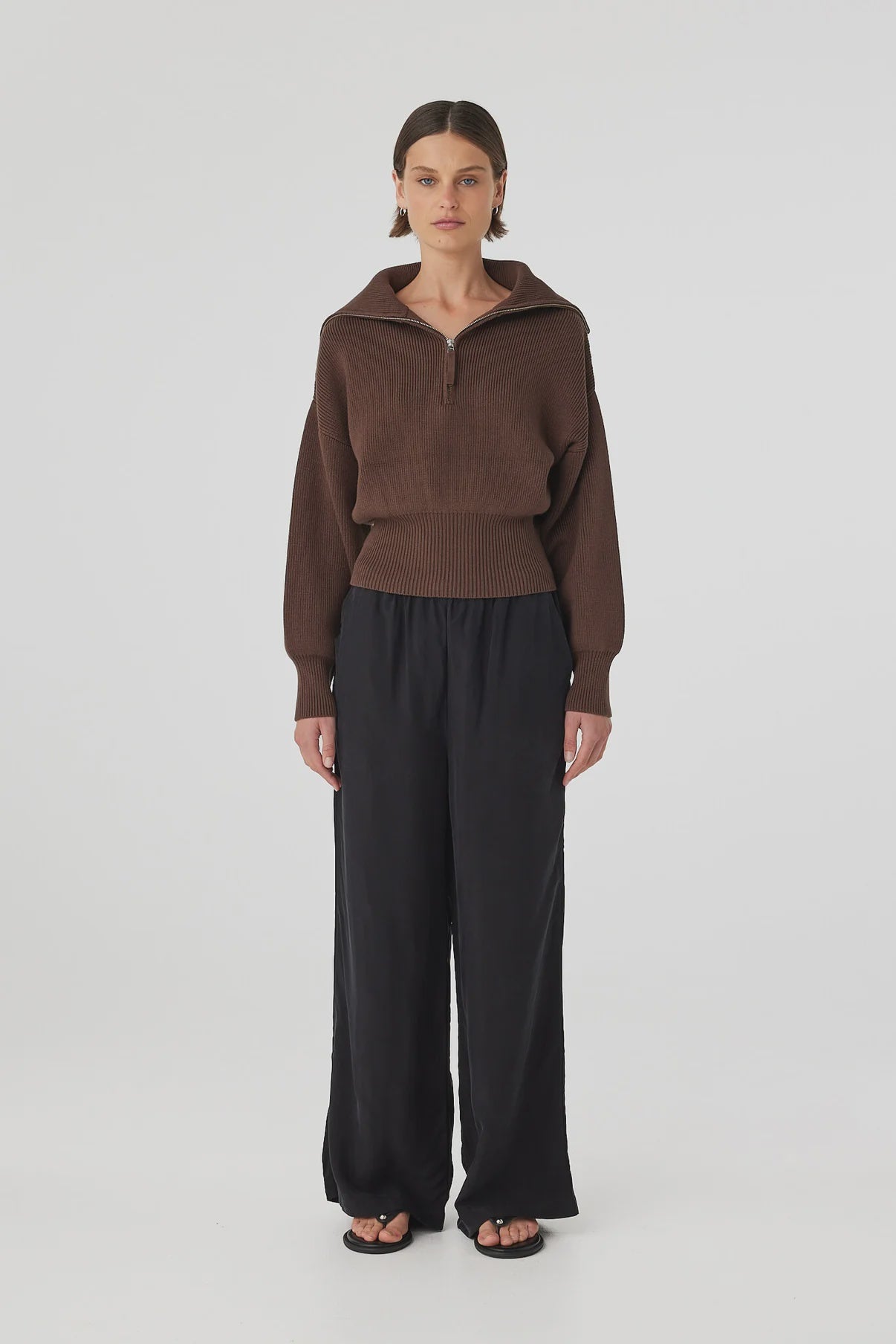 Marley Zip Sweater - Espresso