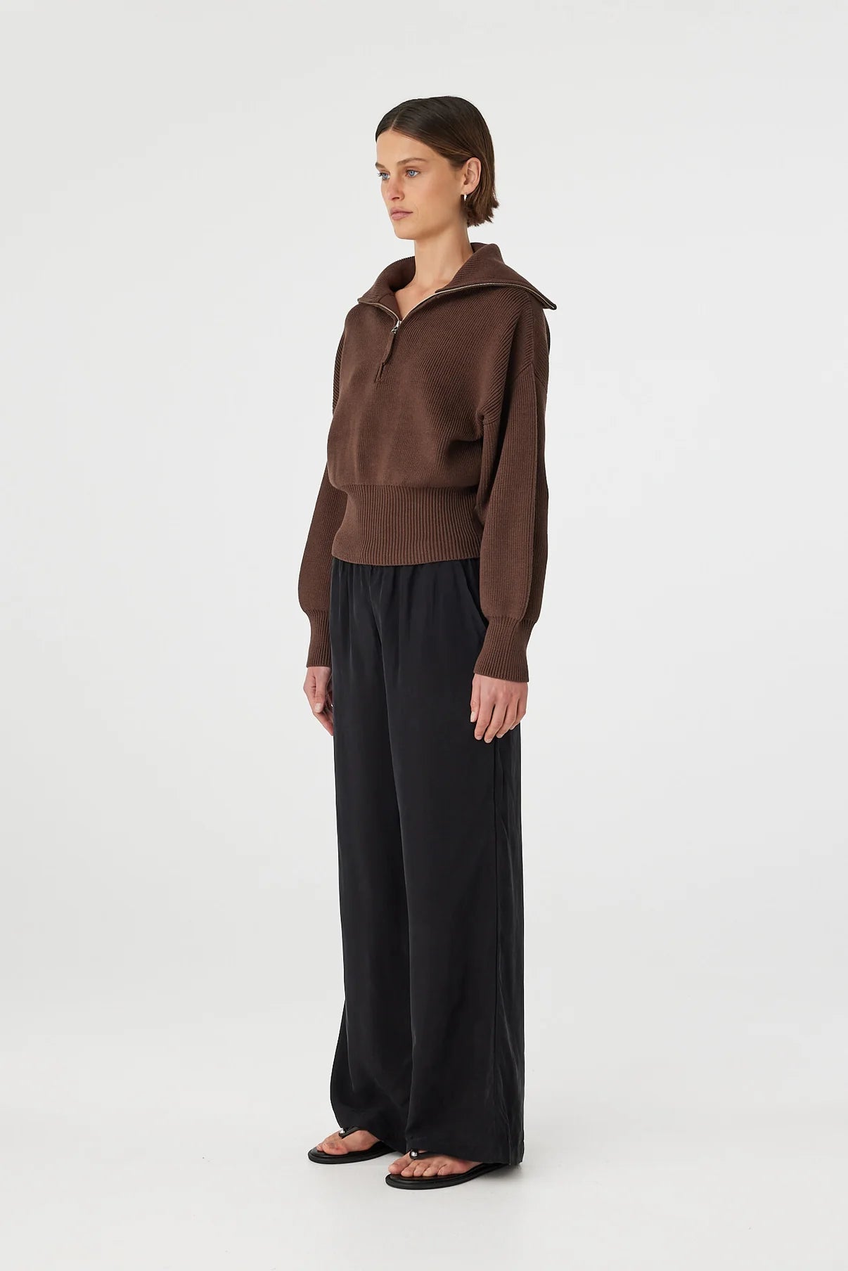 Marley Zip Sweater - Espresso