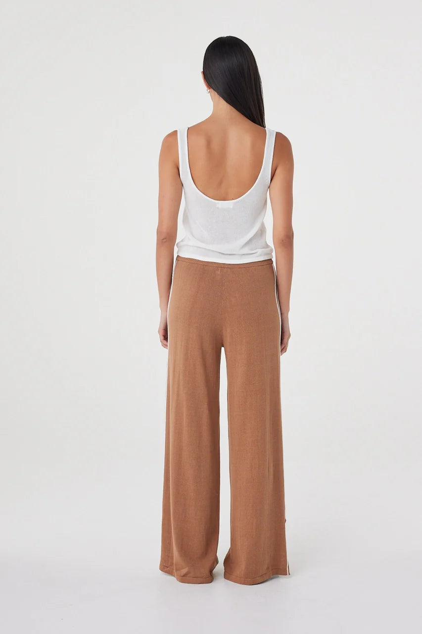 Pippa Drawstring Pant - Pecan & White
