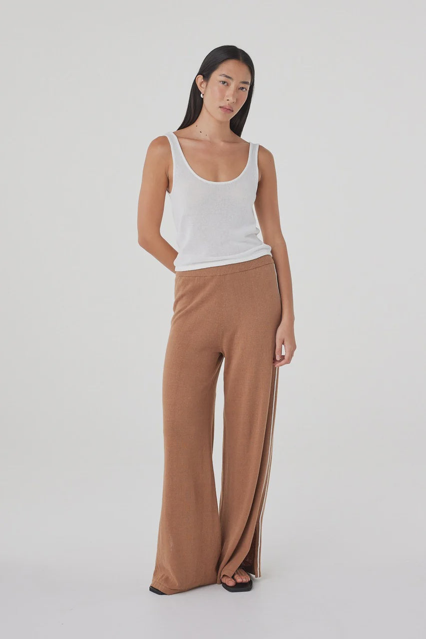 Pippa Drawstring Pant - Pecan & White