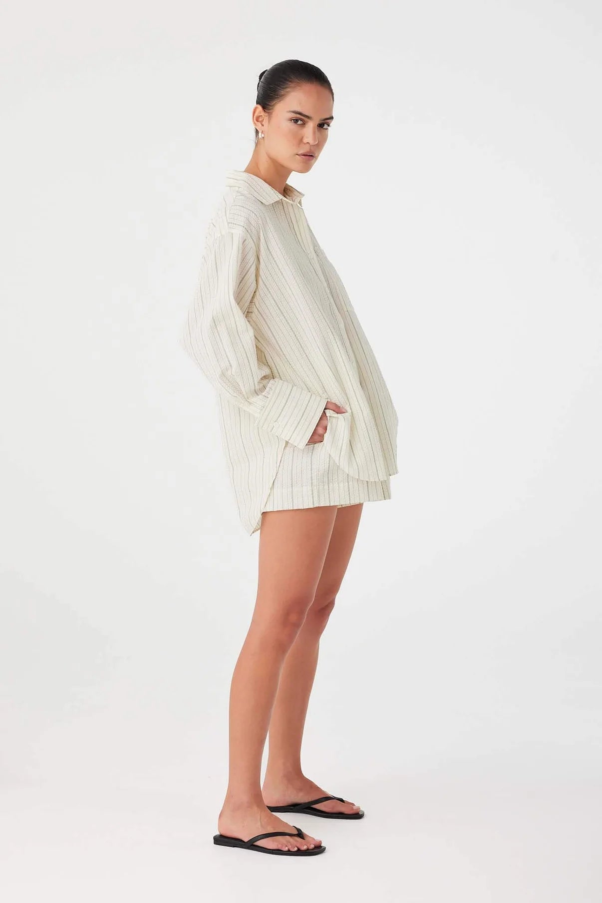 Rae Boxer Short - Olive Stripe