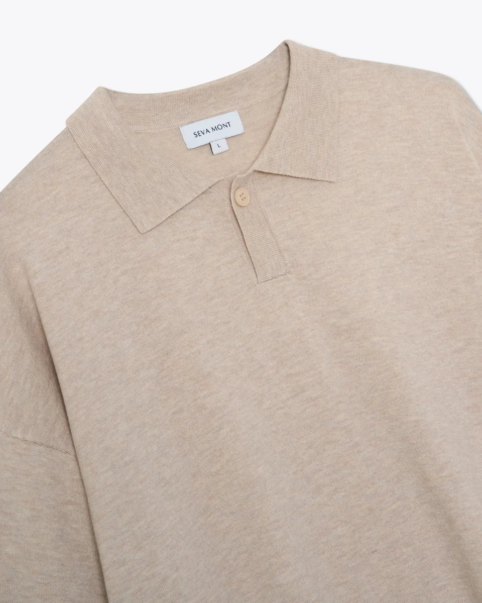 3/4 Knit Polo - Sand
