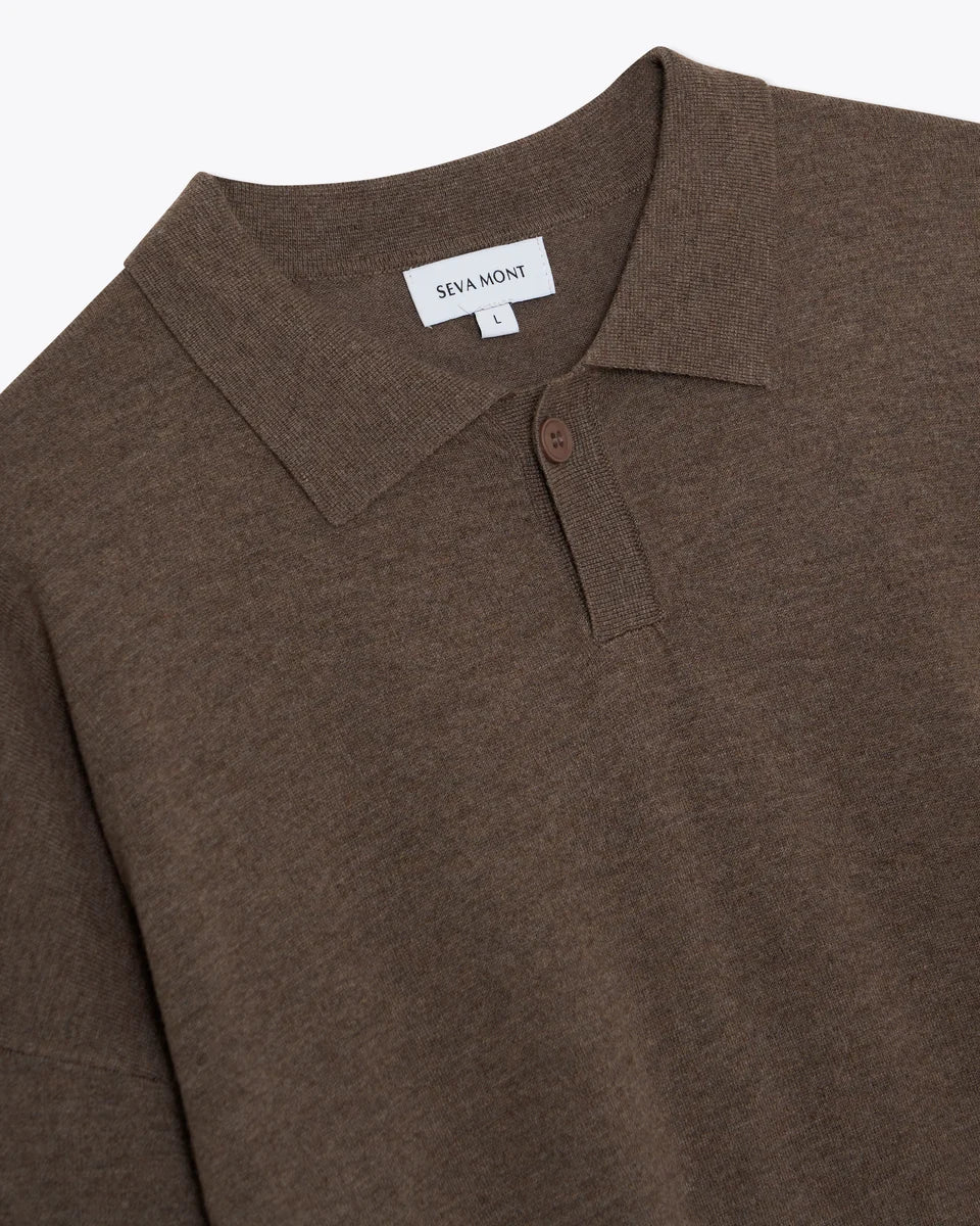 3/4 Knit Polo - Chocolate