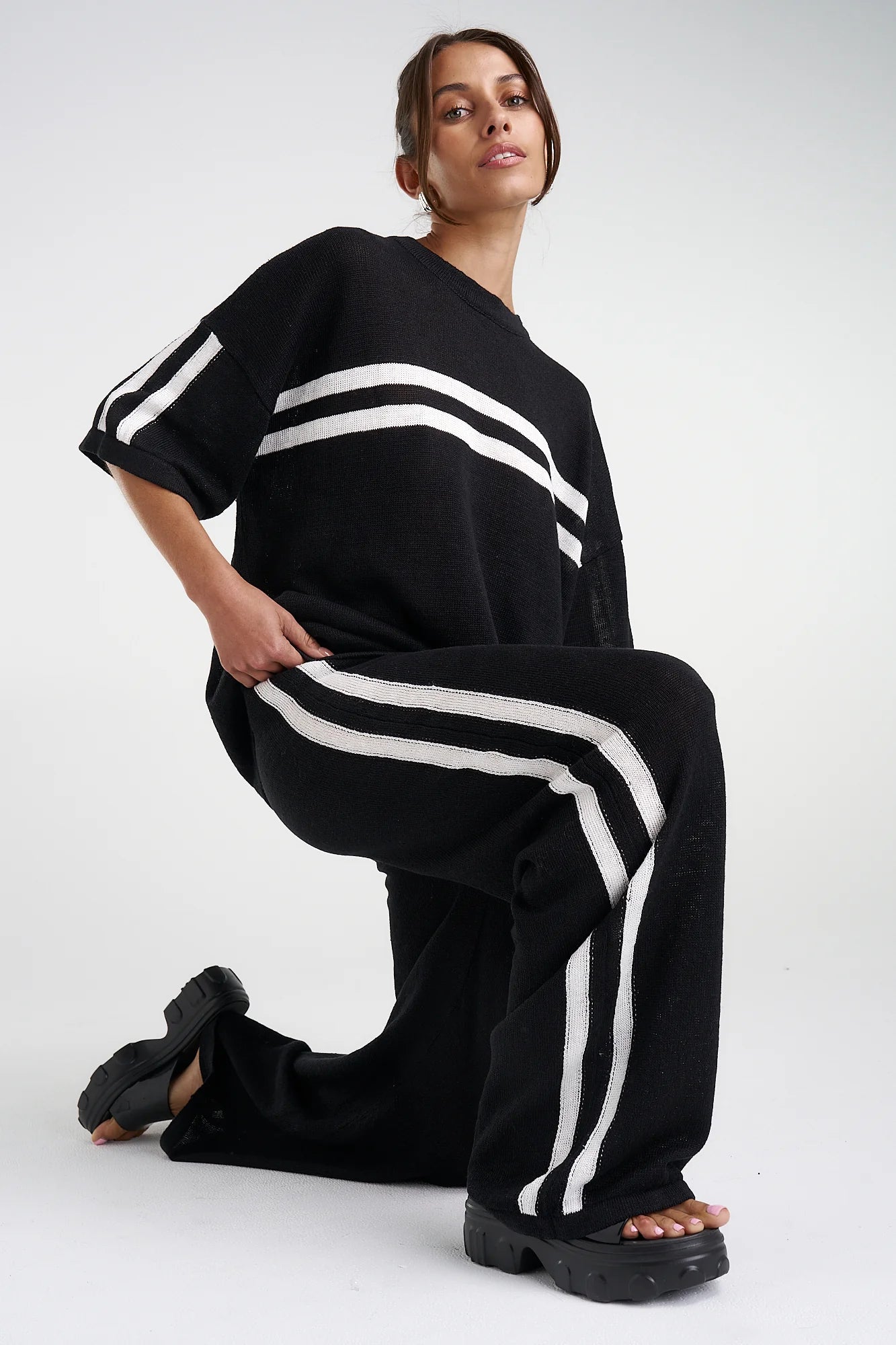 Knit Pant - Black / Cream Stripe