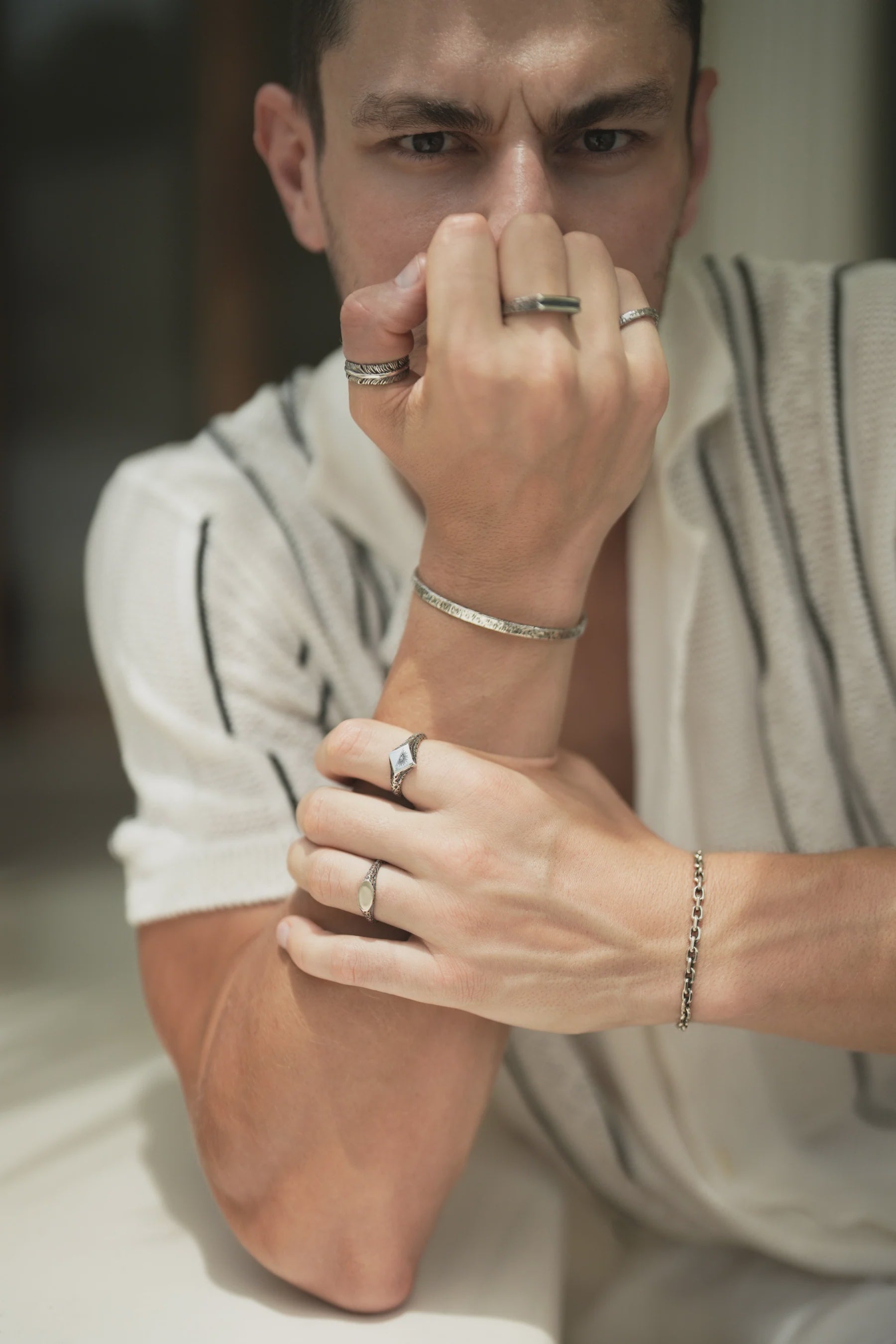 Mirrored Signet Ring - Sterling Silver