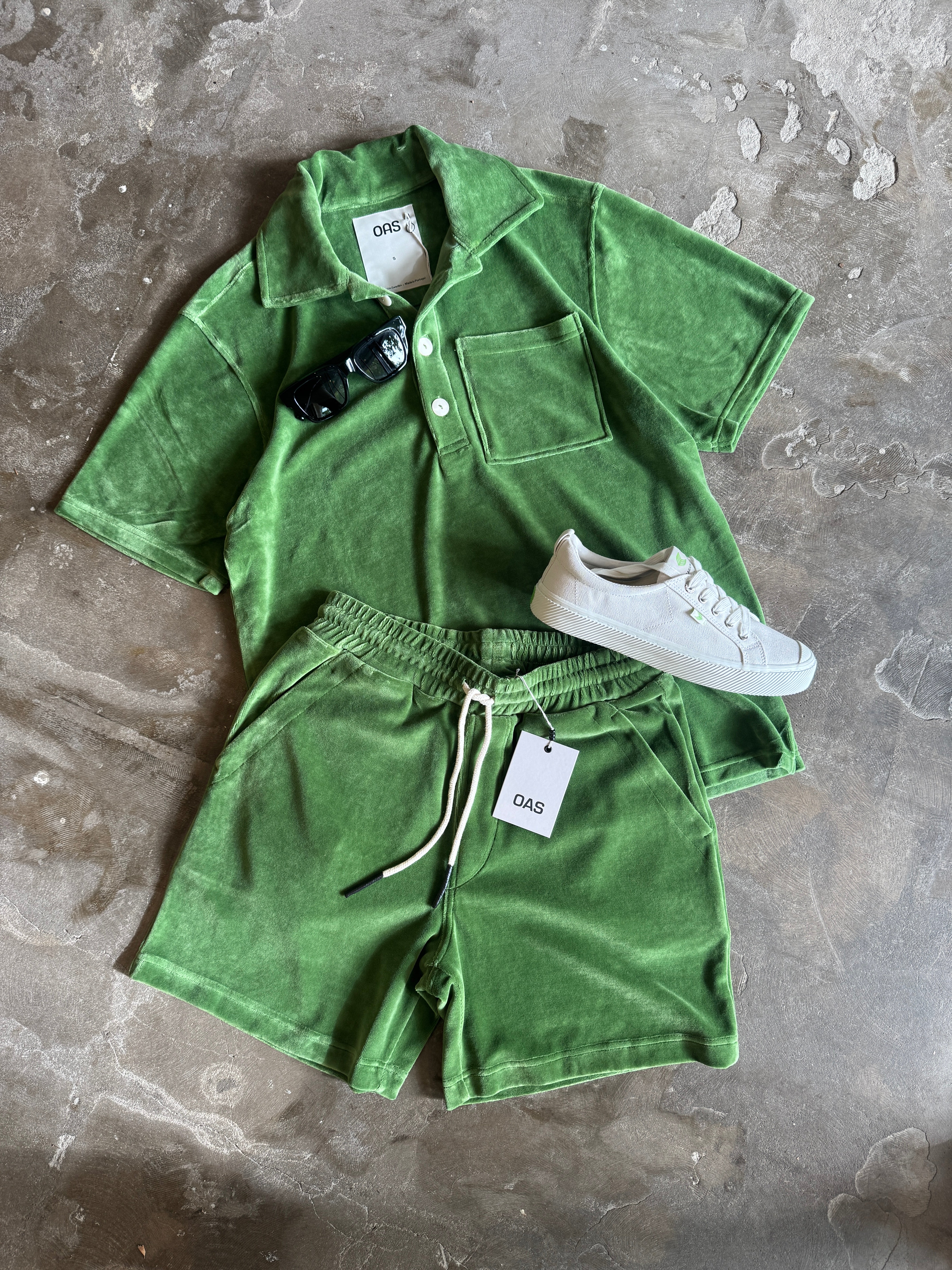 Velour Shorts - Penny Green
