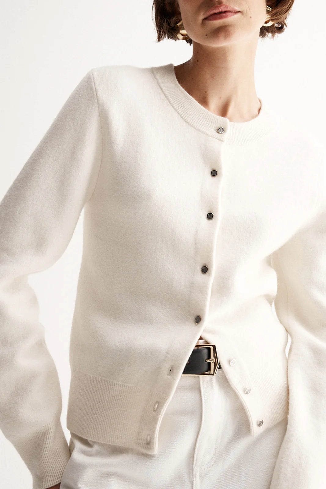 Saschia Knit Cardigan - White Marle