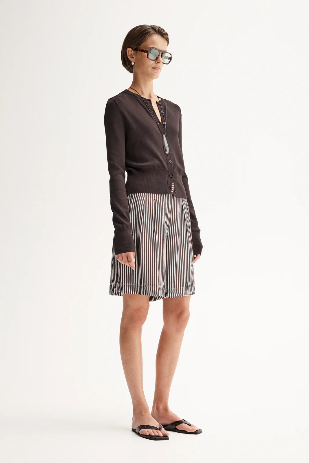 Jamie Stripe Shorts - Chocolate