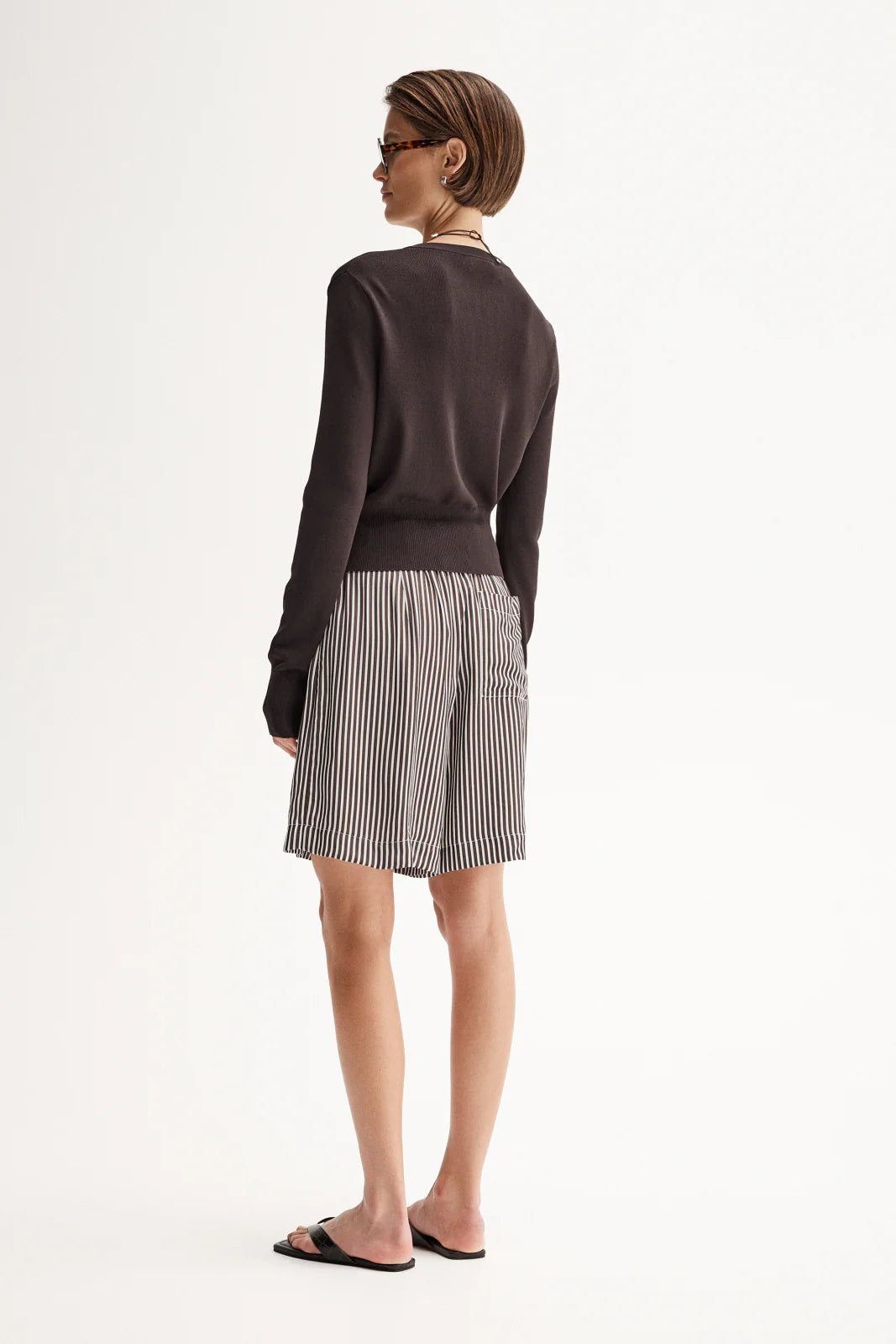 Jamie Stripe Shorts - Chocolate