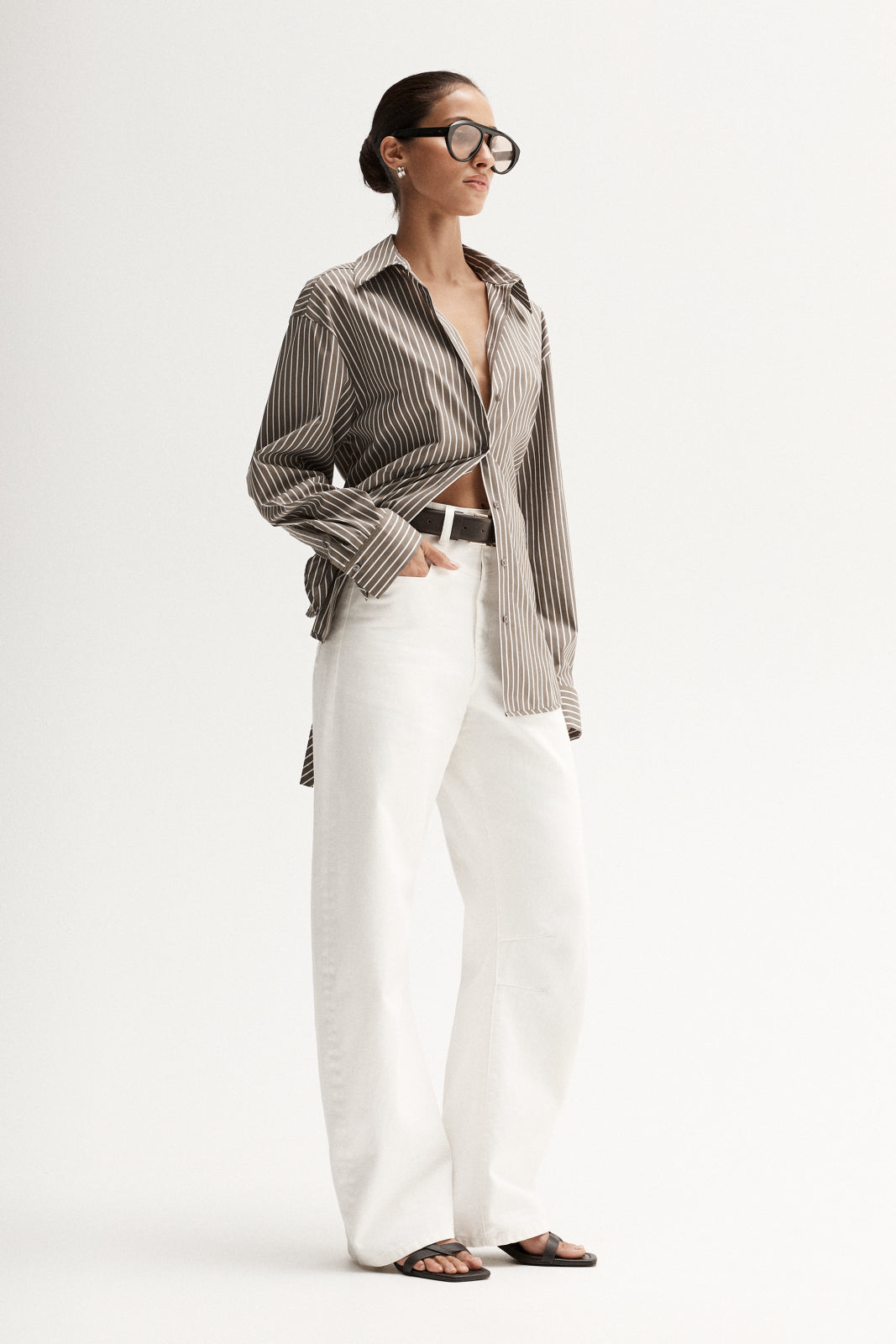 Emery Stripe Shirt - Taupe Stripe