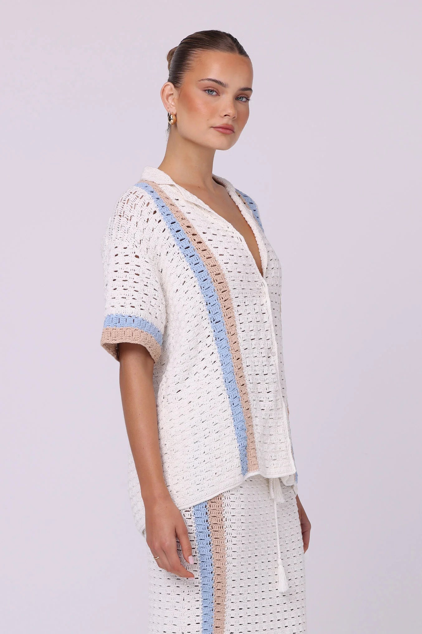 Lea Crochet Shirt - Villa Stripe