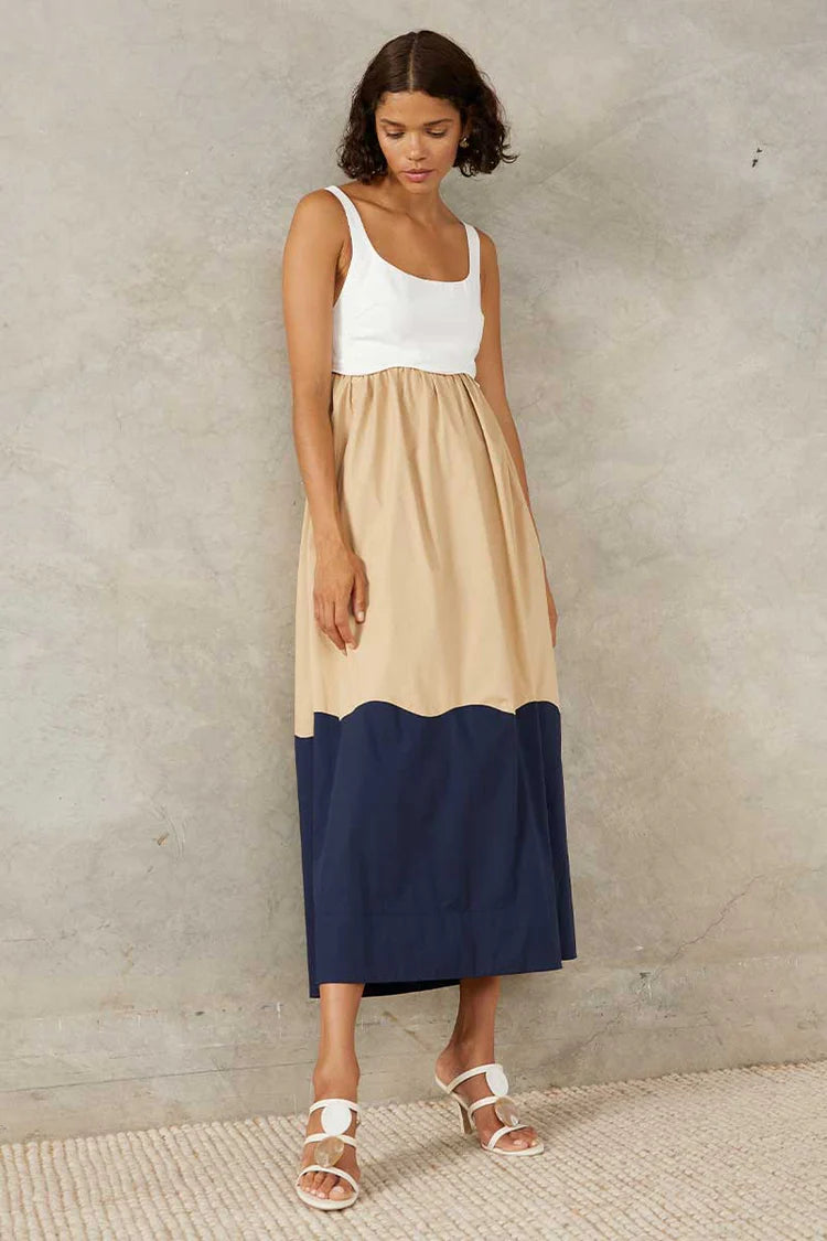 Formation Dress - White / Sand / Navy