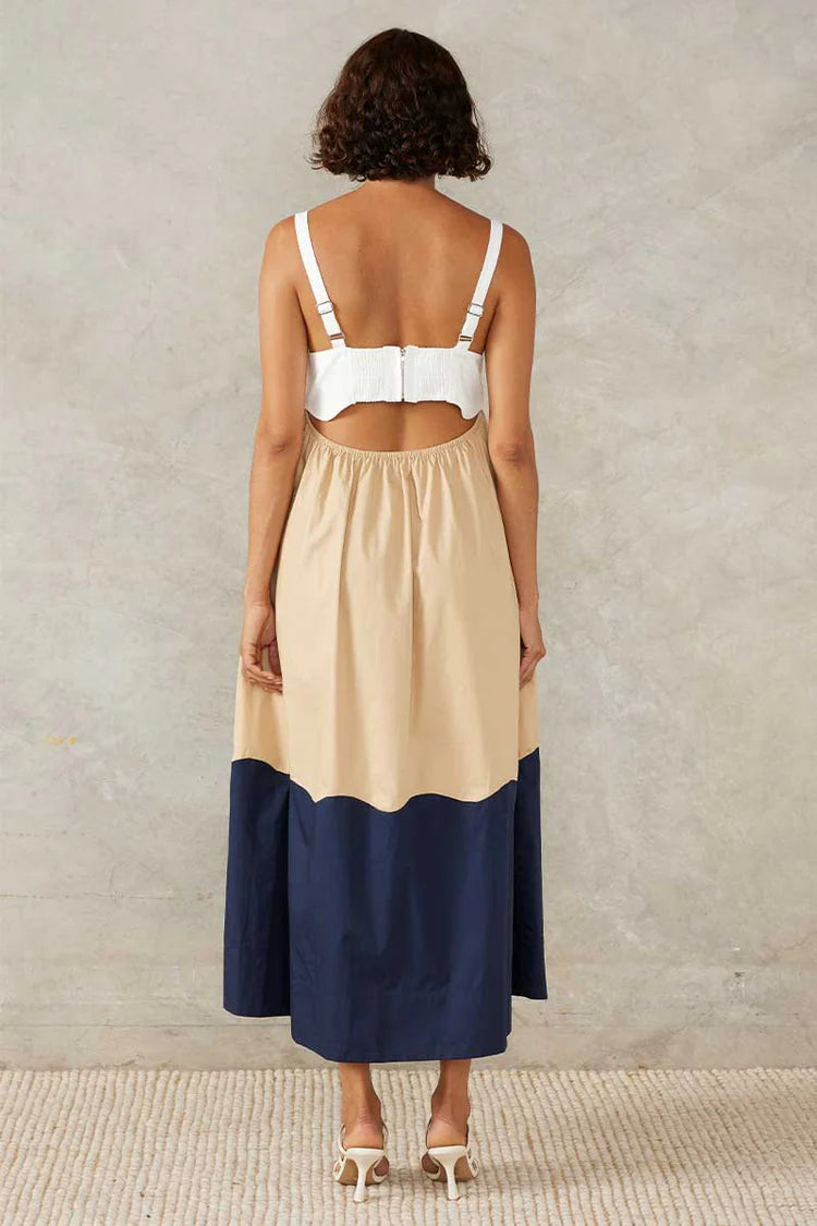 Formation Dress - White / Sand / Navy