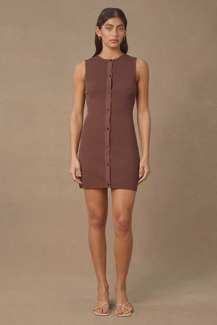 Shoal Knit Mini Dress - Cacao