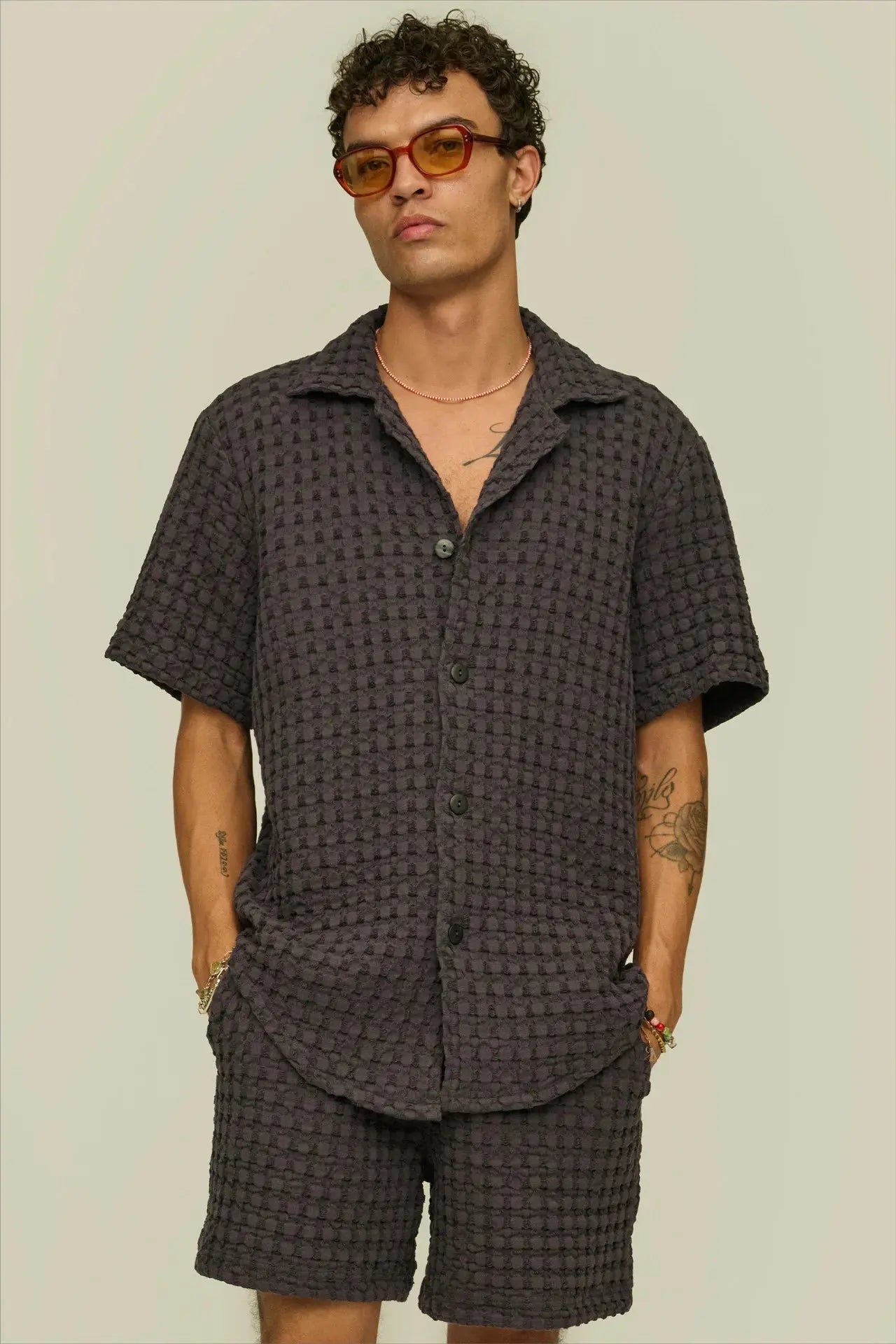 Cuba Waffle Shirt - Nearly Black
