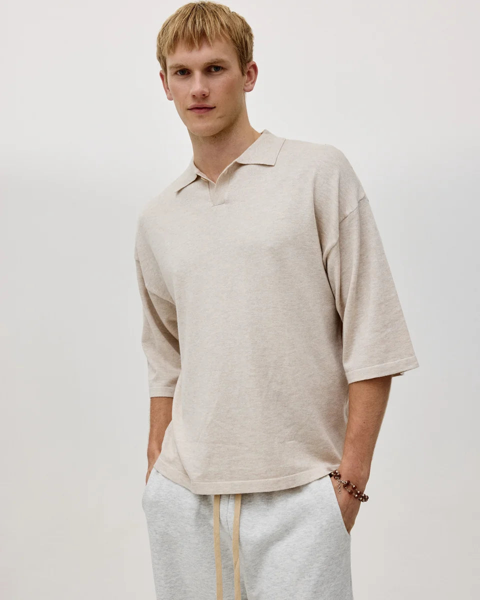 3/4 Knit Polo - Sand