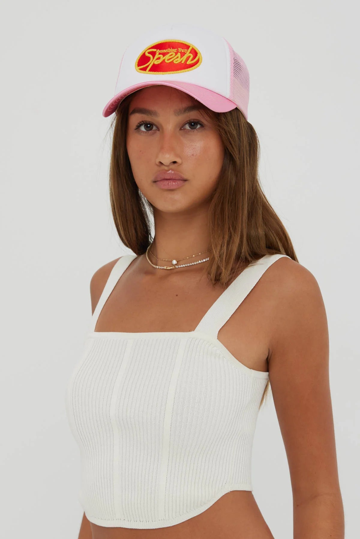 Pink & White Foam Spesh Trucker