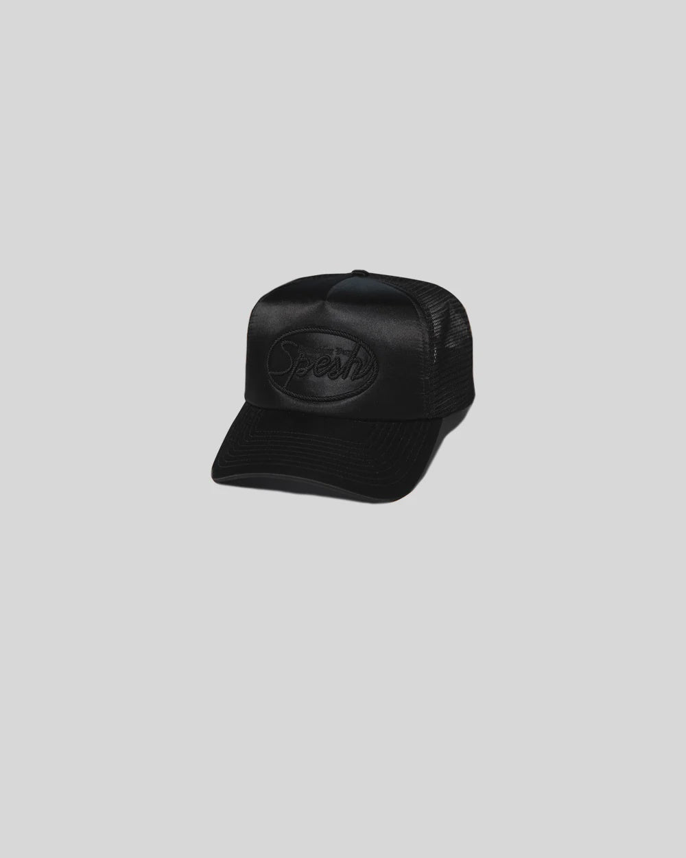 Black Satin Spesh Trucker