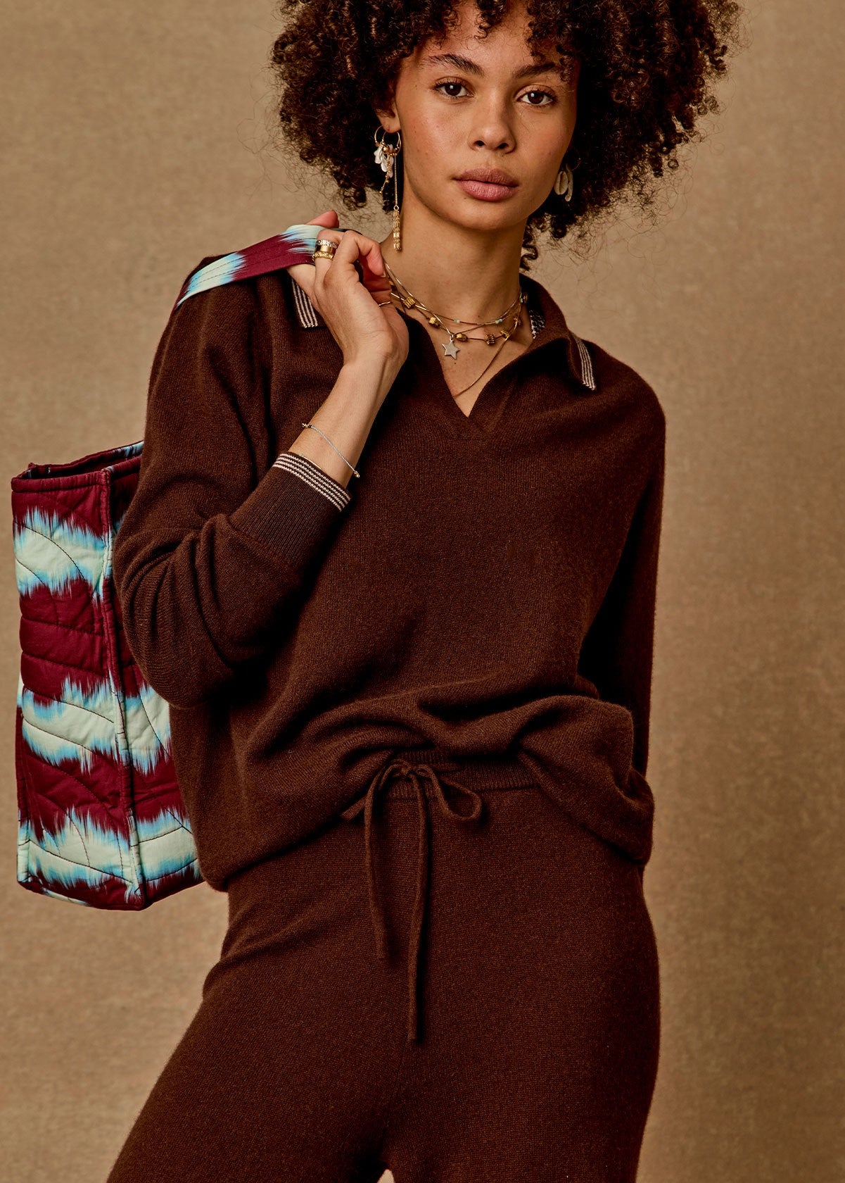 Coco Luna Cashmere Knit Top - Chocolate
