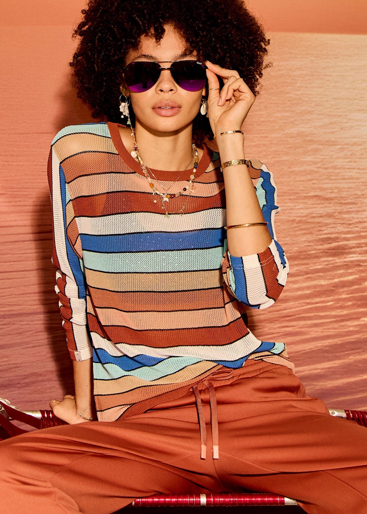 Iza Milla L/S Knit Top - Stripe