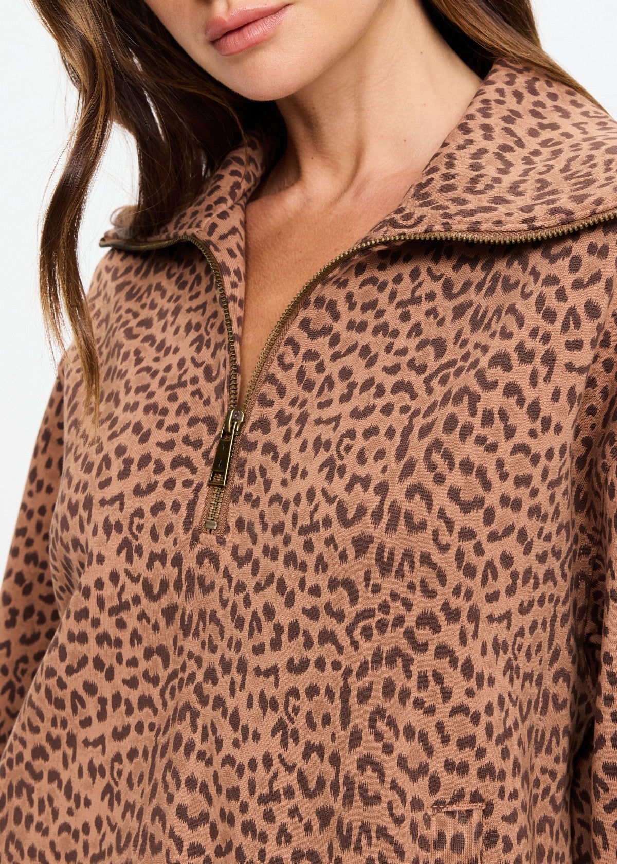 Javan JonesQuarter Zip Sweat - Leopard