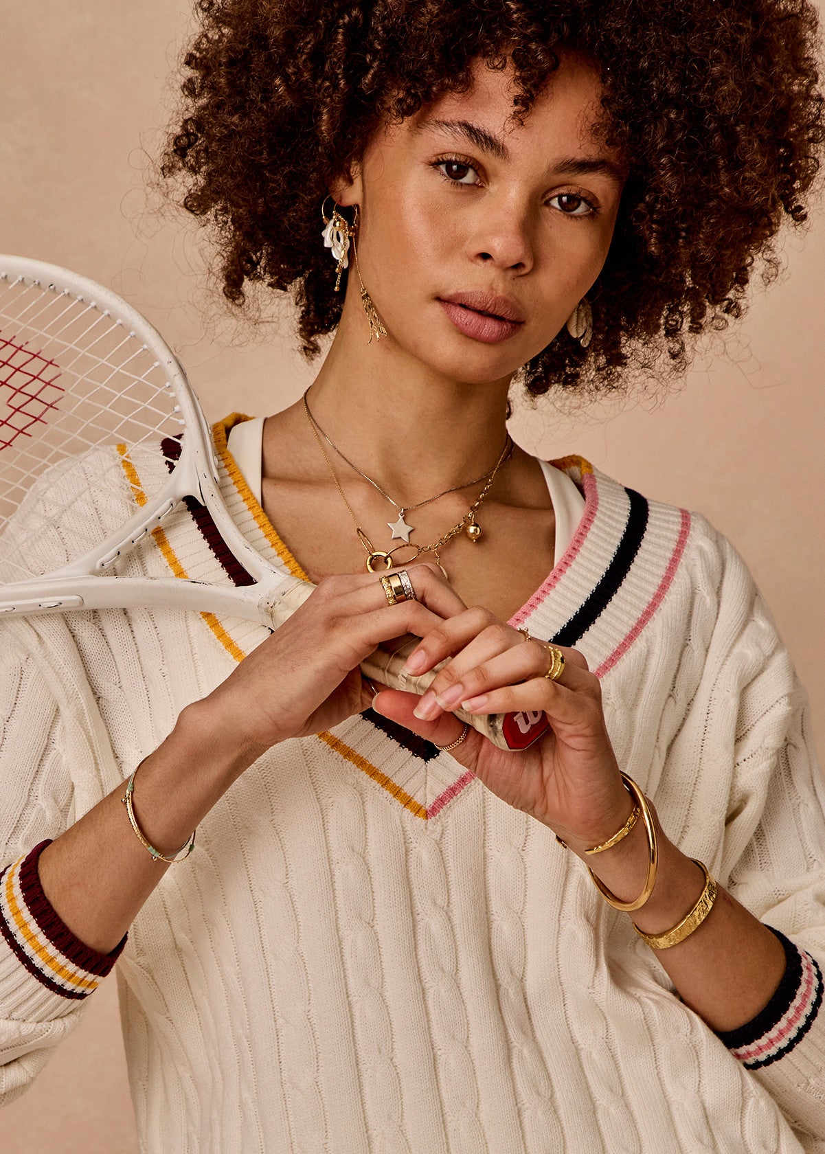 Josette V Neck Sweater - Cream