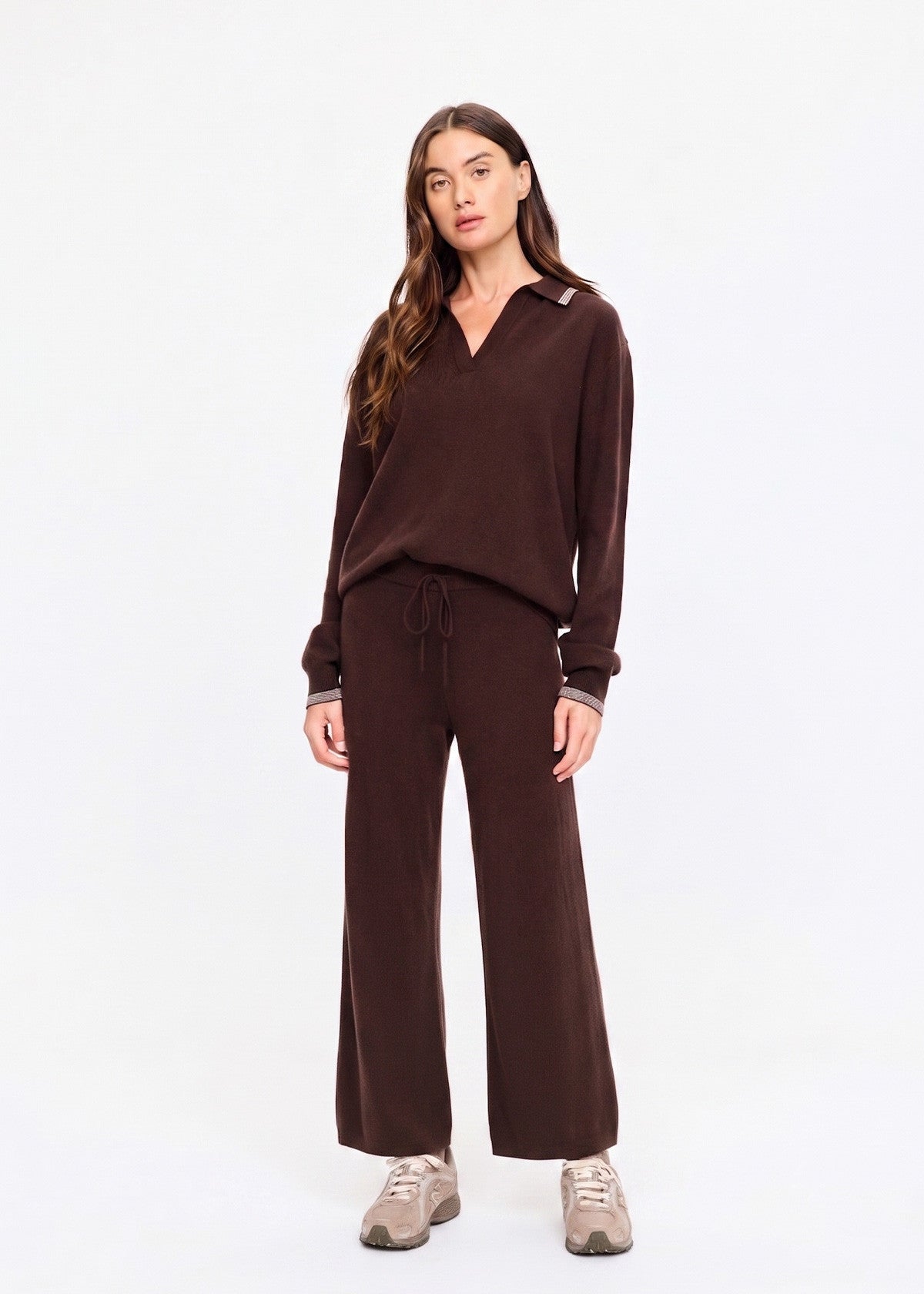 Coco Amelie Cashmere Knit Pant - Chocolate