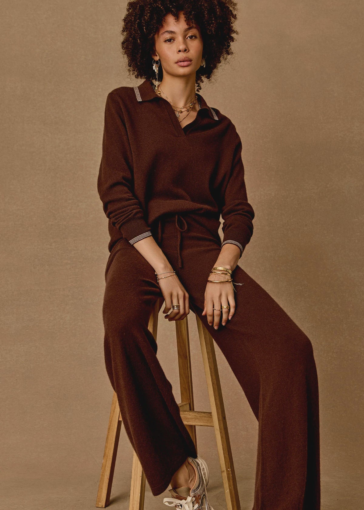 Coco Amelie Cashmere Knit Pant - Chocolate