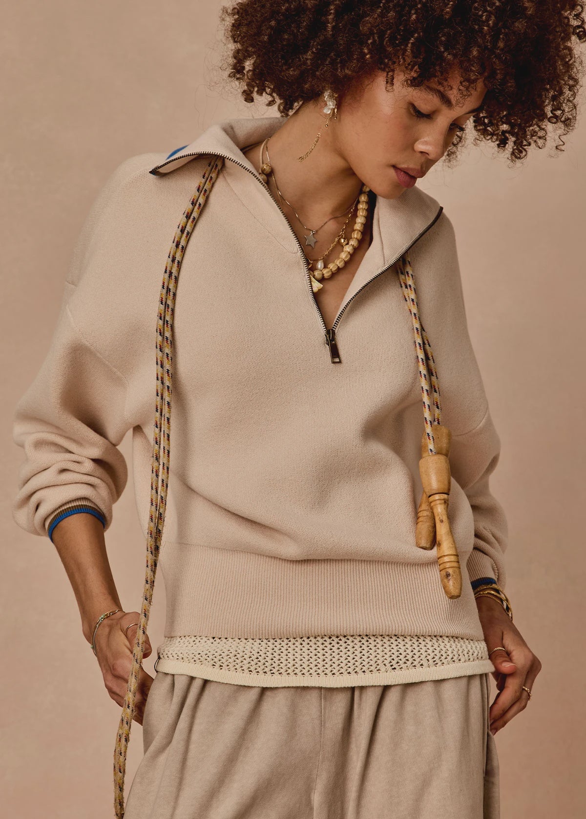 Kairo Half Knit Zip - Cream