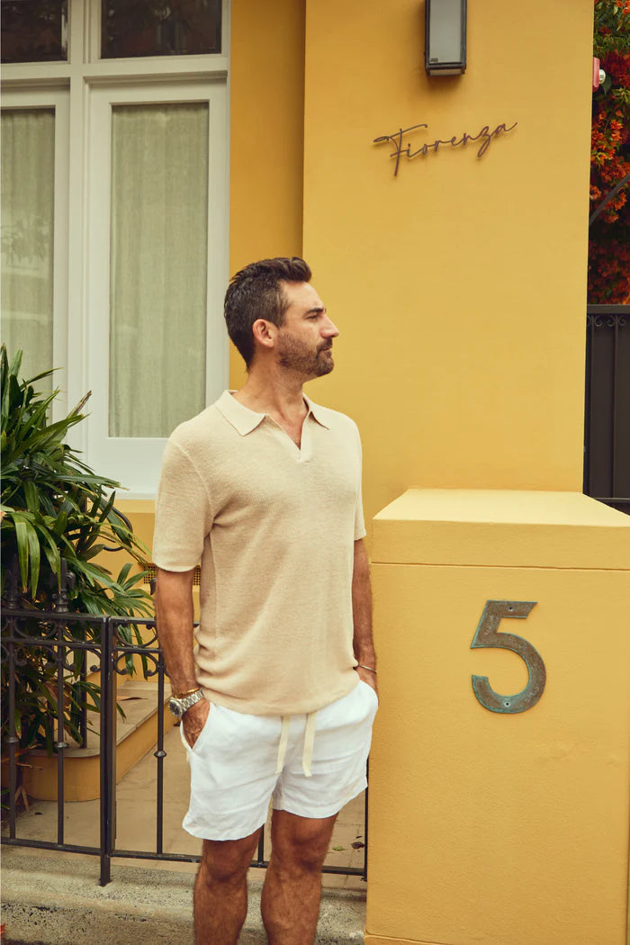 Lucca Linen Polo - Sand