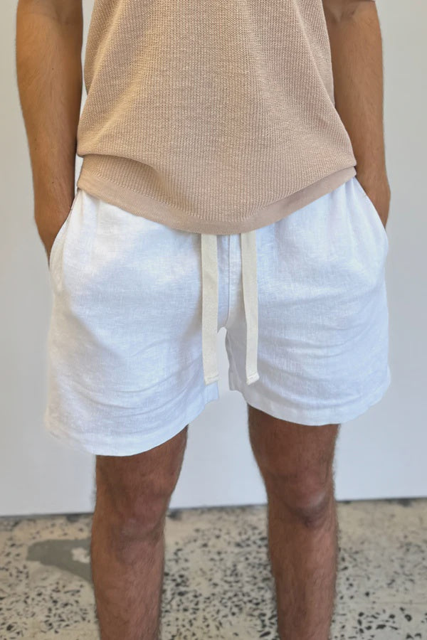 Amalfi Stripe Short - White