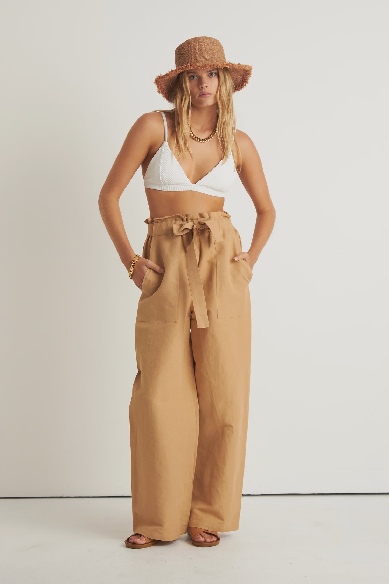 Island Paper Bag Pant - Tan