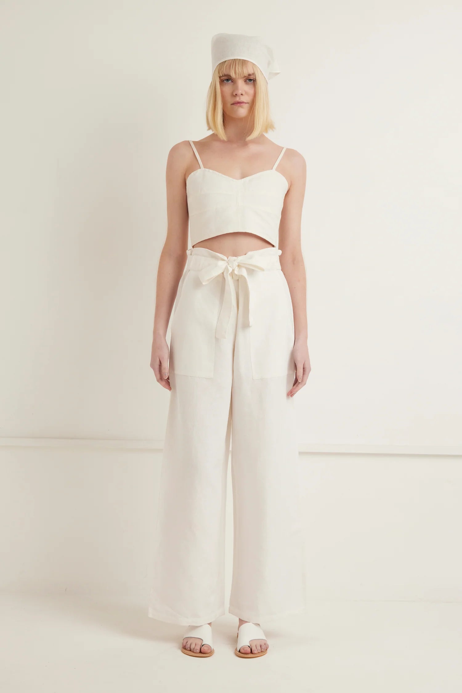 Island Paper Bag Pant - White