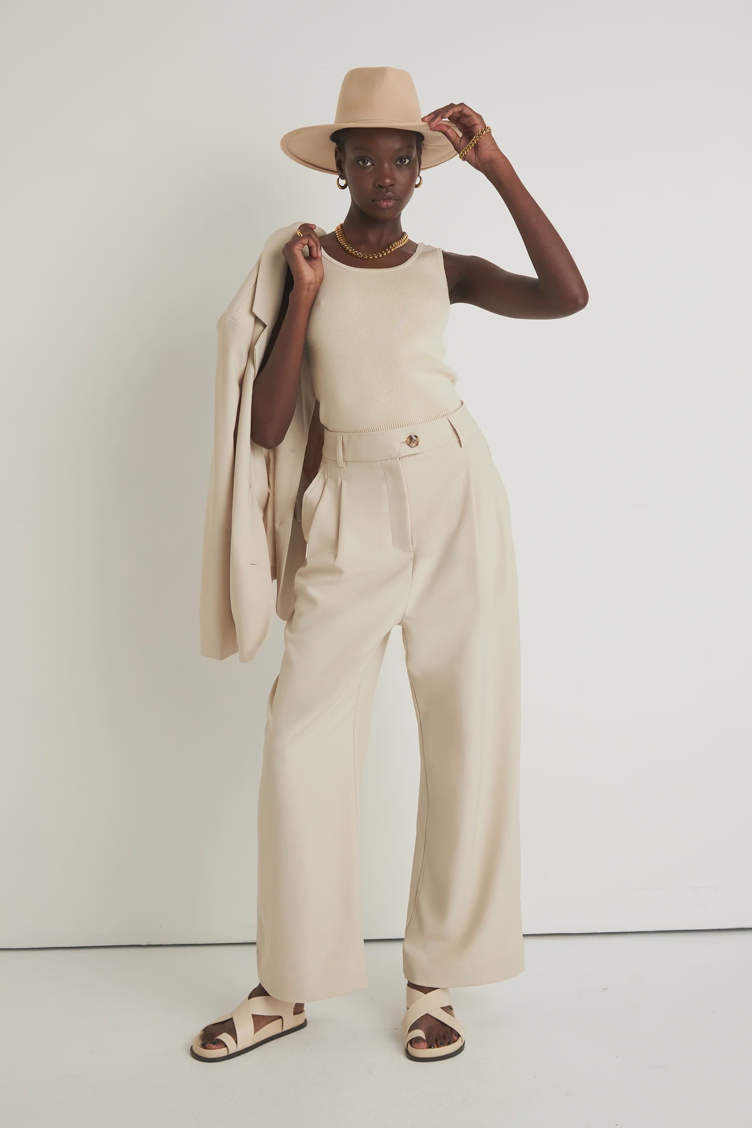 Dusk Wide Leg Pant - Creme