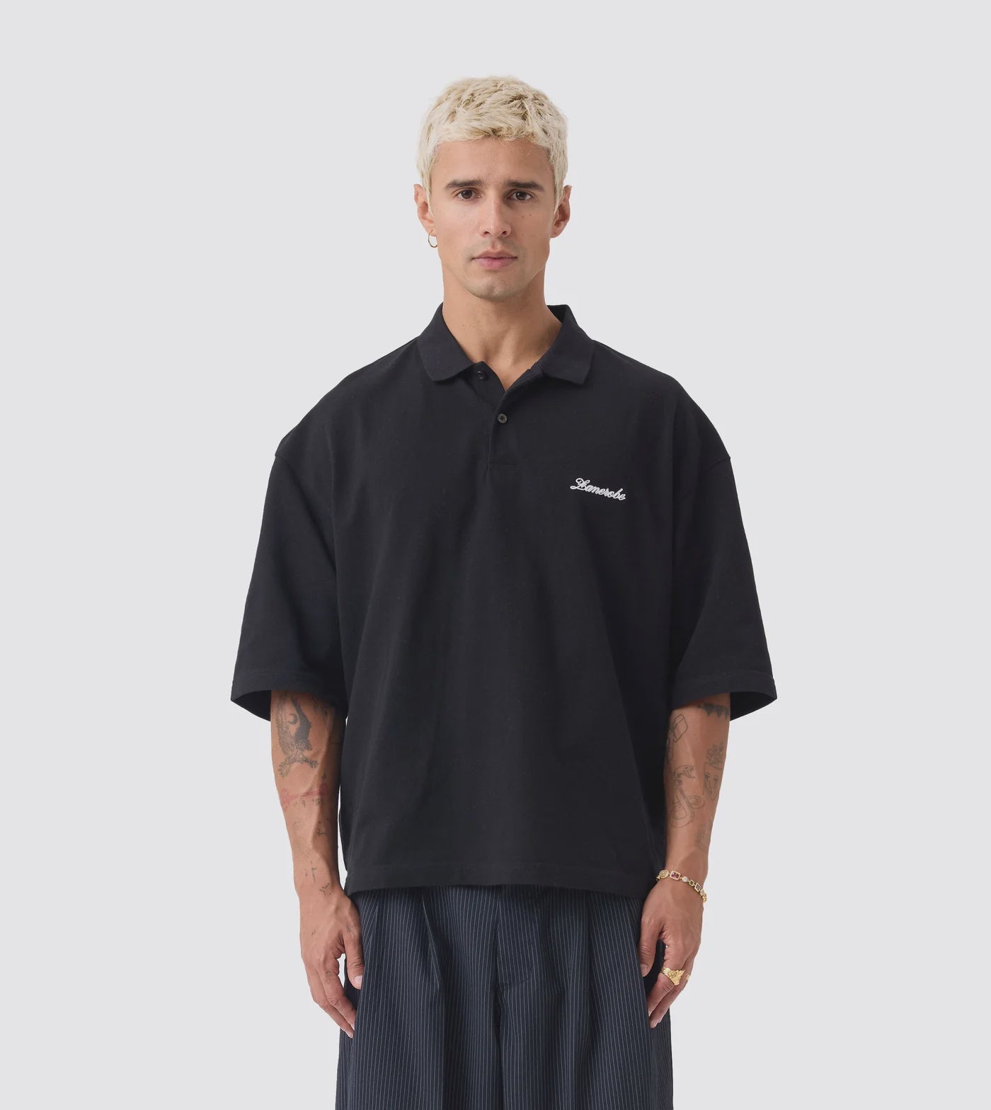 Box Crop Polo - True Black