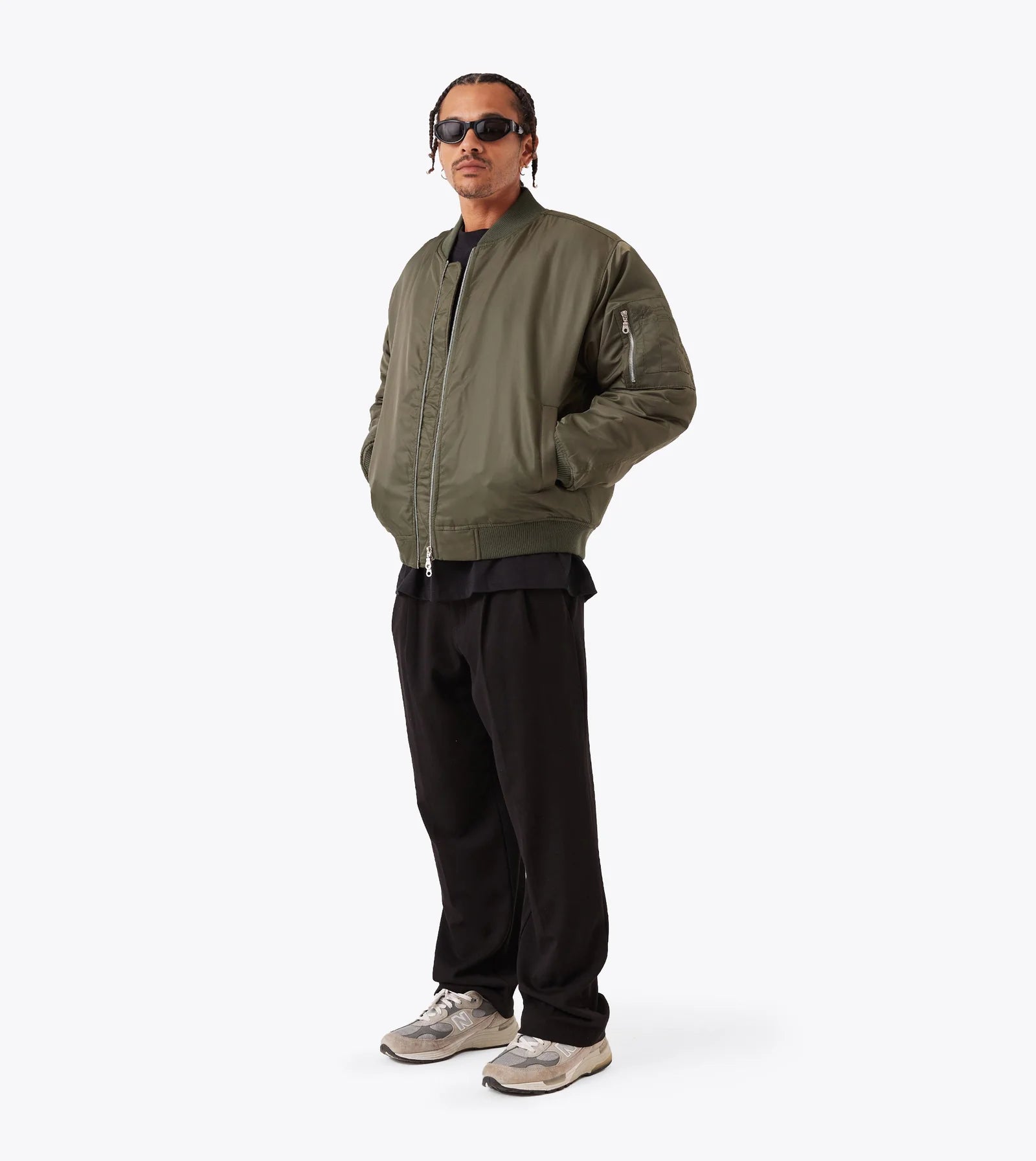 Sateen Bomber - Olive