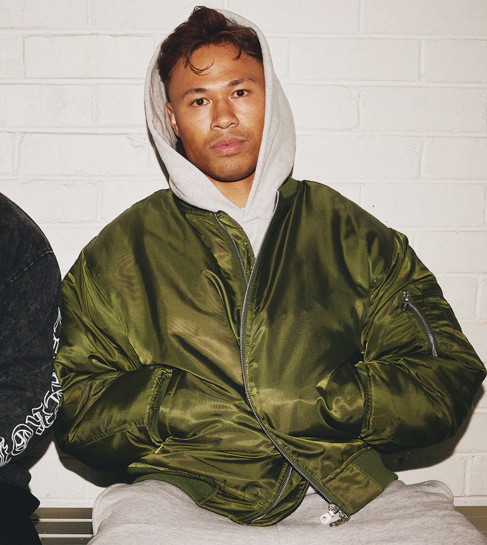 Sateen Bomber - Olive