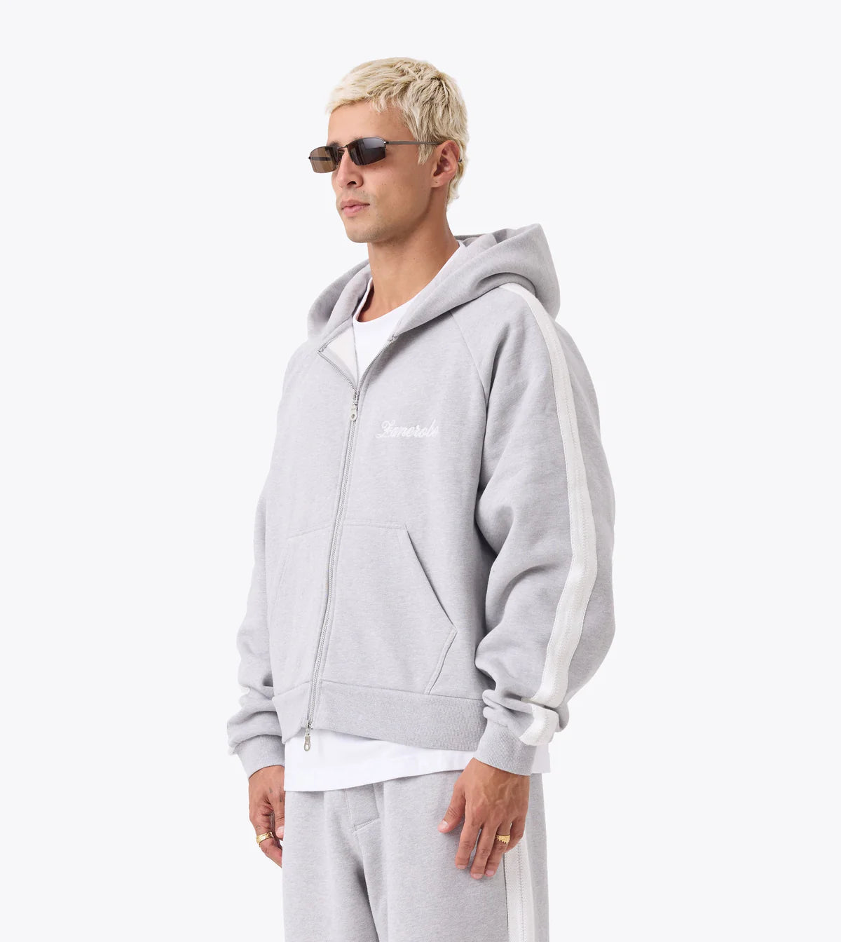 Stitched Box Crop Hood - Grey Marle