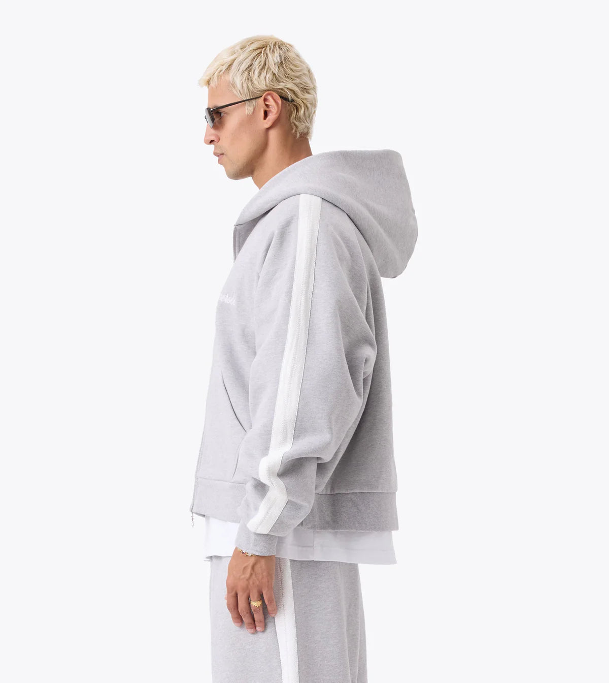 Stitched Box Crop Hood - Grey Marle
