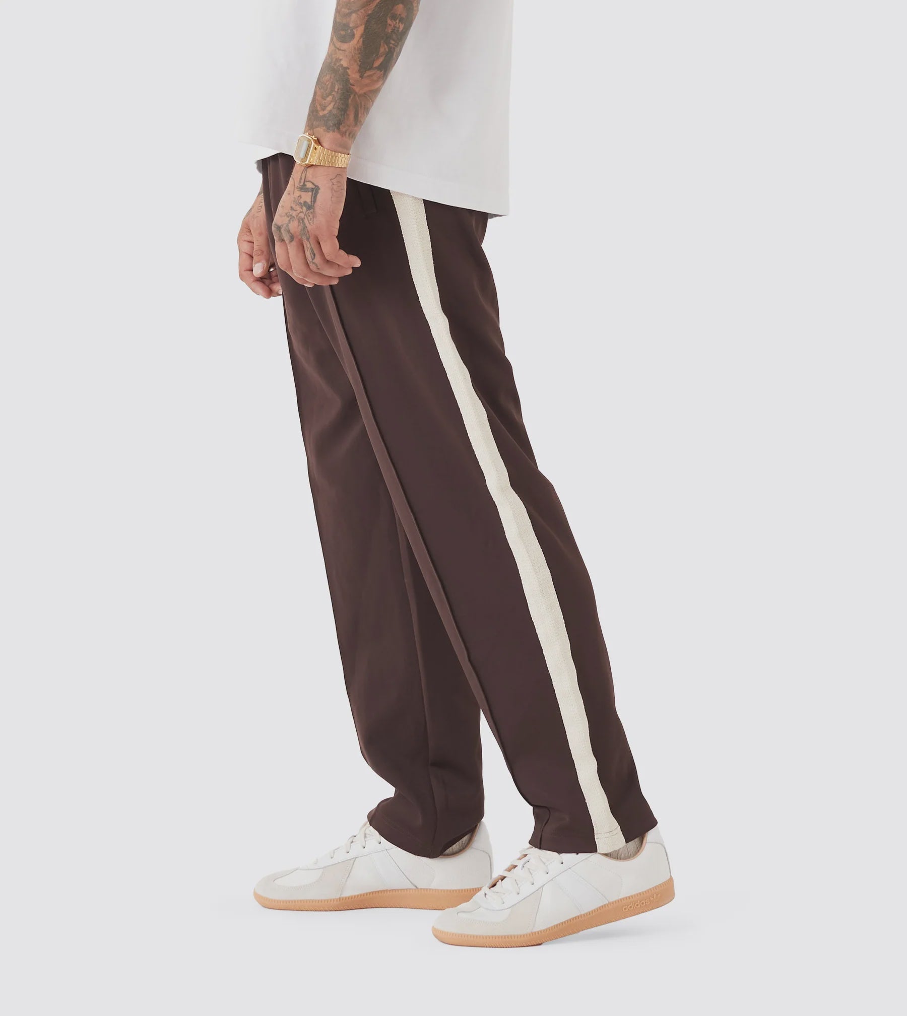 Stitched Football Trackpant - Chocolate