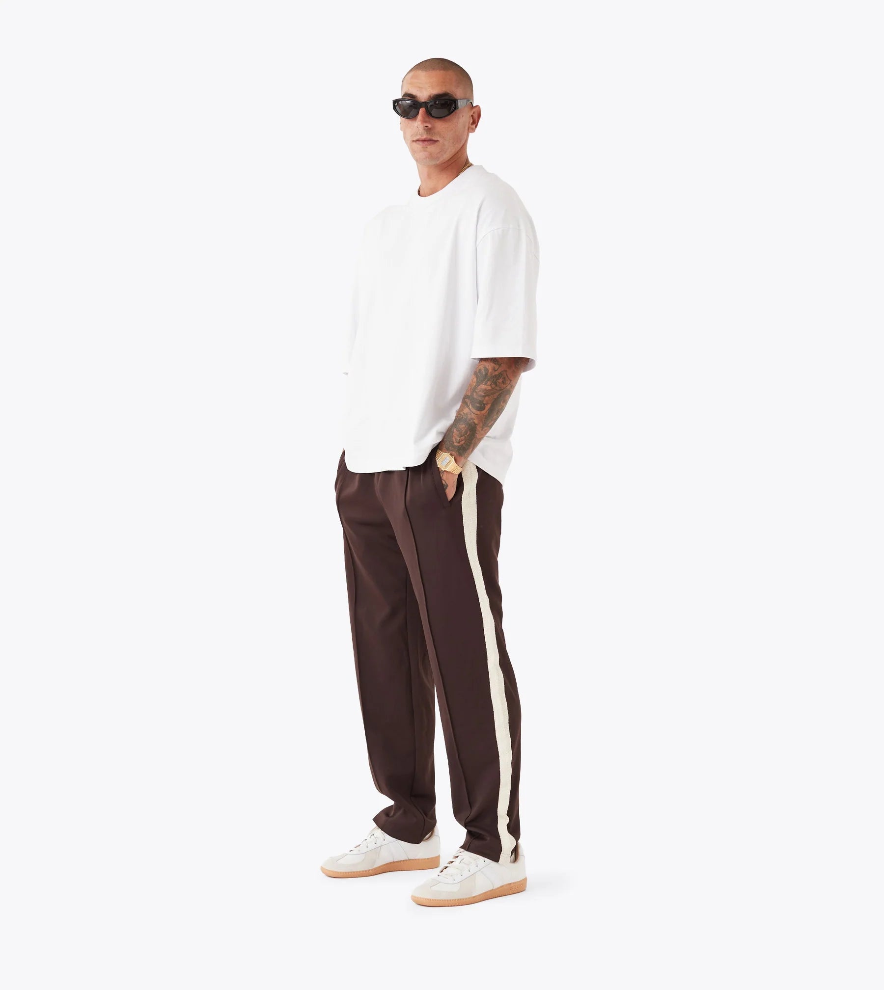 Stitched Football Trackpant - Chocolate