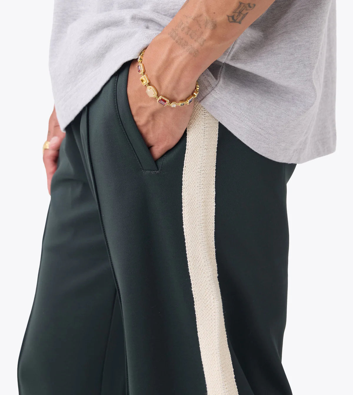 Stitched Football Trackpant - Forest