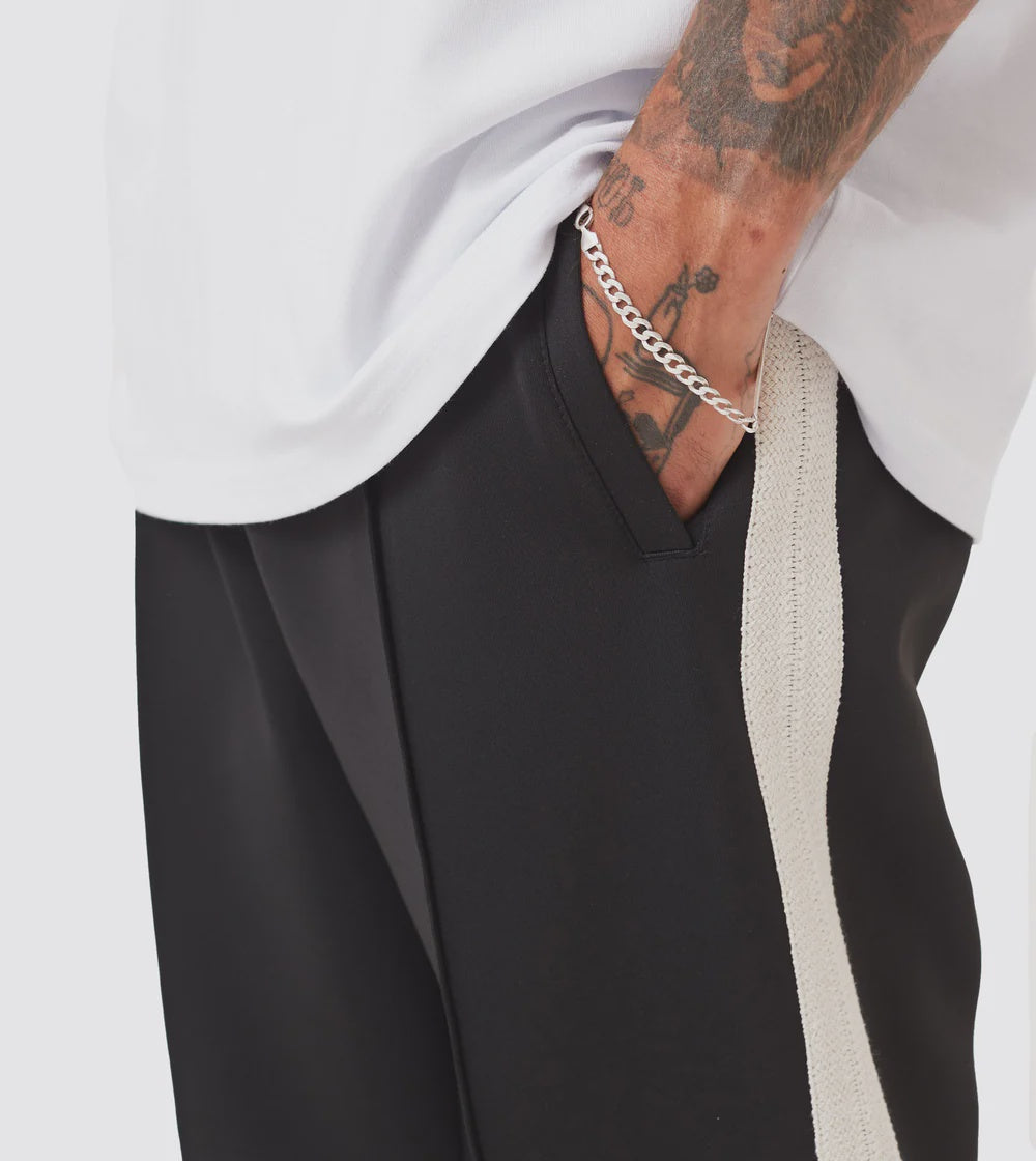 Stitched Football Trackpant - Black